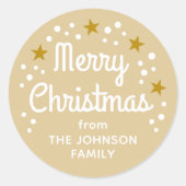 Vrolijk Kerstfeest Custom Name Simple Gold Ronde Sticker (Voorkant)