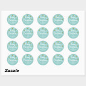 Vrolijk Kerstfeest Custom Name Simple Mint Blauw-G Ronde Sticker (Vel)