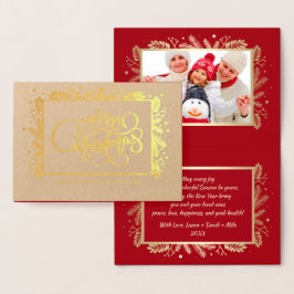 Vrolijk kerstfeest. Custom Photo Luxury Real Folie Kaarten
