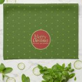 Vrolijk Kerstfeest Custom Text Groene Keuken Handd Theedoek (Gevouwen)