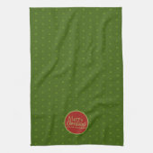 Vrolijk Kerstfeest Custom Text Groene Keuken Handd Theedoek (Verticaal)