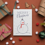 Vrolijk kerstfeest | Cute Doodle Snowman Feestdagenkaart<br><div class="desc">Vrolijk kerstfeest | Cute Doodle Snowman</div>