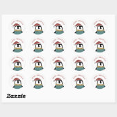 Vrolijk kerstfeest. Cute pinguin. Funny Santa anim Ronde Sticker (Vel)