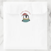 Vrolijk kerstfeest. Cute pinguin. Funny Santa anim Ronde Sticker (Tas)