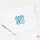 Vrolijk kerstfeest, Cute Santa Claus Forest Vierkante Sticker (Envelop)
