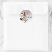 Vrolijk kerstfeest, Cute Santa Claus Reindeer Ronde Sticker (Tas)