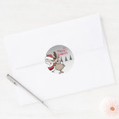 Vrolijk kerstfeest, Cute Santa Claus Reindeer Ronde Sticker (Envelop)