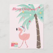 Vrolijk kerstfeest! Cute Tropical Santa Flamingo Feestdagenkaart (Voorkant)