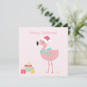 Vrolijk kerstfeest! Cute Tropical Santa Flamingo Feestdagenkaart (Staand voorkant)