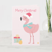Vrolijk kerstfeest! Cute Tropical Santa Flamingo Kaart (Voorkant)