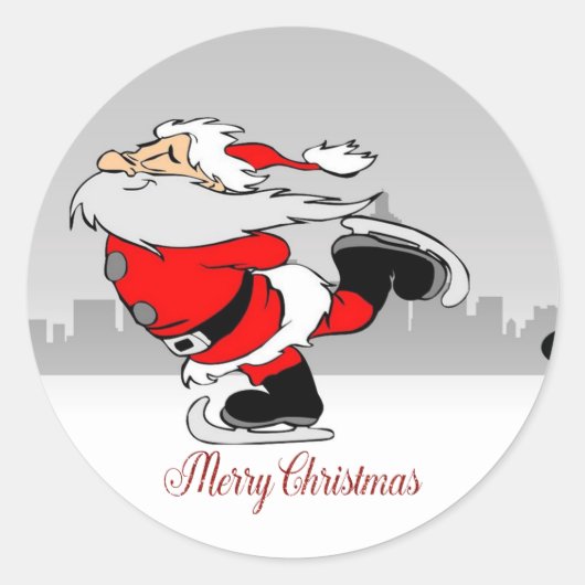 Vrolijk kerstfeest, Cute Whimsical Santa Claus Ronde Sticker (Voorkant)