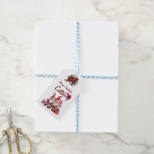 Vrolijk kerstfeest, Cuttie!  Cadeaulabel (Met Touw)