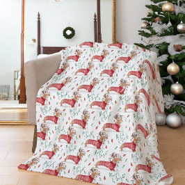 Vrolijk kerstfeest | Dachshund Dog-kerstkeuken Fleece Deken
