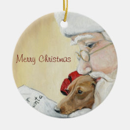 Vrolijk kerstfeest Dachshund en kerstkunst Keramisch Ornament