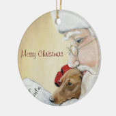 Vrolijk kerstfeest Dachshund en kerstkunst Keramisch Ornament (Links)