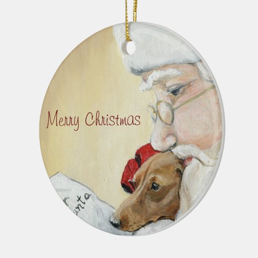 Vrolijk kerstfeest Dachshund en kerstkunst Keramisch Ornament (Links)