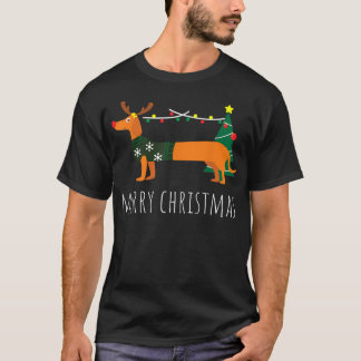 Vrolijk kerstfeest Dachshund Reindeer Dog Kerstmis T-shirt