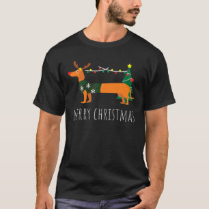 Vrolijk kerstfeest Dachshund Reindeer Dog Kerstmis T-shirt