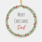 Vrolijk Kerstfeest DAD Love Kinder NAAM Feestelijk Keramisch Ornament (Voorkant)