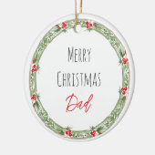 Vrolijk Kerstfeest DAD Love Kinder NAAM Feestelijk Keramisch Ornament (Links)