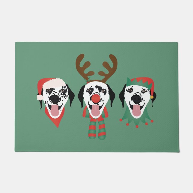 Vrolijk Kerstfeest Dalmatische Honden Deurmat (Voorkant)