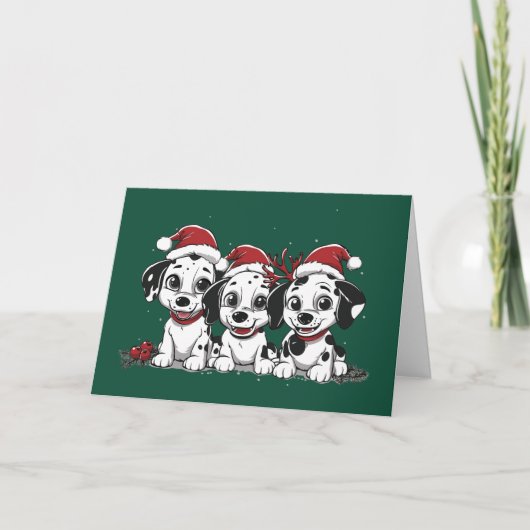 Vrolijk Kerstfeest Dalmatische Honden Feestdagen Kaart (Voorkant)