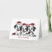 Vrolijk Kerstfeest Dalmatische Honden Feestdagen Kaart (Voorkant)