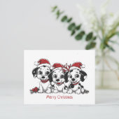 Vrolijk Kerstfeest Dalmatische Honden Feestdagenkaart (Staand voorkant)