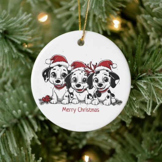 Vrolijk Kerstfeest Dalmatische Honden Keramisch Ornament (Boom)