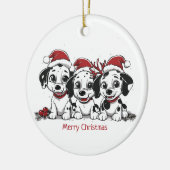 Vrolijk Kerstfeest Dalmatische Honden Keramisch Ornament (Links)