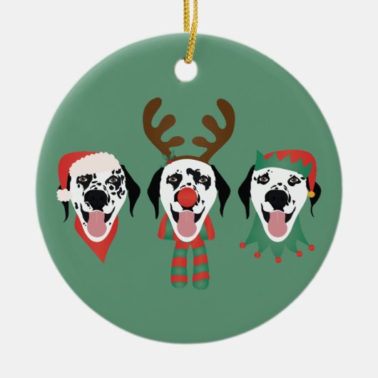 Vrolijk Kerstfeest Dalmatische Honden Keramisch Ornament (Voorkant)