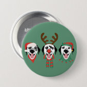 Vrolijk Kerstfeest Dalmatische Honden Ronde Button 7,6 Cm (Voorkant /achterkant)