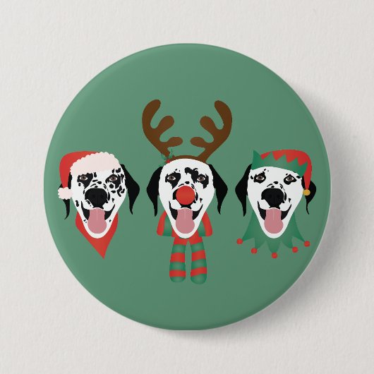 Vrolijk Kerstfeest Dalmatische Honden Ronde Button 7,6 Cm (Voorkant)