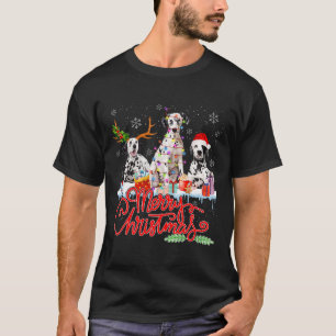 Vrolijk Kerstfeest Dalmatische Honden Santa Reinde T-shirt