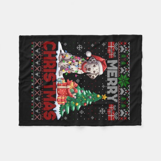 Vrolijk Kerstfeest Dalmatische Hondenliefhebber Fa Fleece Deken (Voorkant (Horizontaal))