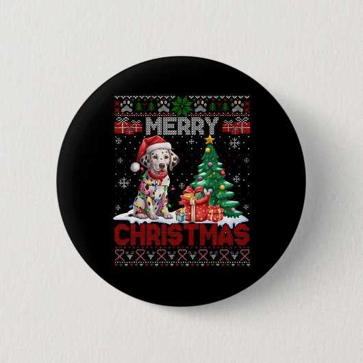 Vrolijk Kerstfeest Dalmatische Hondenliefhebber Fa Ronde Button 5,7 Cm (Voorkant)