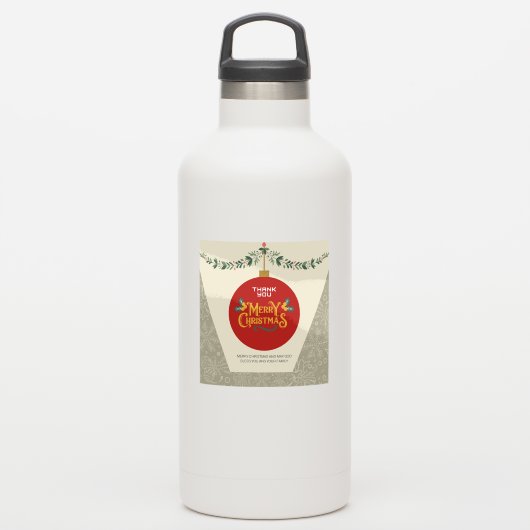 Vrolijk kerstfeest & dank u vakantie Sticker (Waterfles)