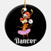 Vrolijk Kerstfeest Dansen Rendier Schattige Herten Keramisch Ornament (Achterkant)