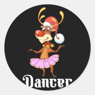Vrolijk Kerstfeest Dansen Rendier Schattige Herten Ronde Sticker