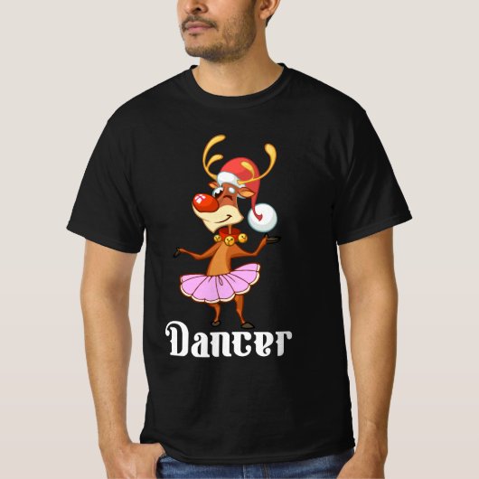 Vrolijk Kerstfeest Dansen Rendier Schattige Herten T-shirt (Voorkant)