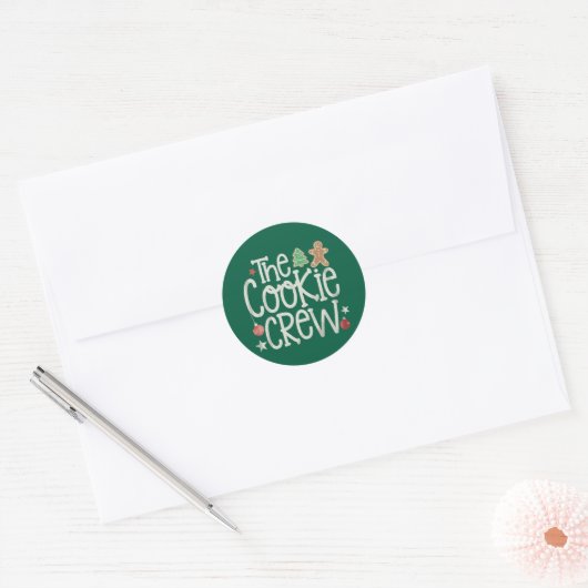 Vrolijk Kerstfeest De Cookie Crew Xmas Matching Ronde Sticker (Envelop)