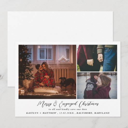 Vrolijk kerstfeest | De datum-foto opslaan Feestdagenkaart (Voorkant / Achterkant)