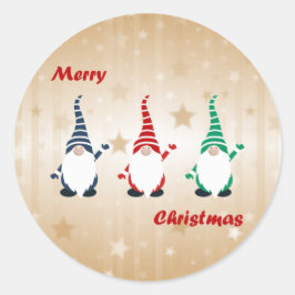 Vrolijk kerstfeest, de drie elven, ronde sticker
