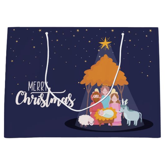 Vrolijk kerstfeest De geboorte van Christus Groot Cadeauzakje (Voorkant)