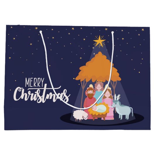 Vrolijk kerstfeest De geboorte van Christus Groot Cadeauzakje (Achterkant)