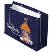 Vrolijk kerstfeest De geboorte van Christus Groot Cadeauzakje (Voorkant Gekanteld)