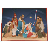 Vrolijk kerstfeest De geboorte van Christus Grote Groot Cadeauzakje (Voorkant)