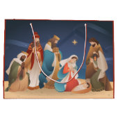 Vrolijk kerstfeest De geboorte van Christus Grote Groot Cadeauzakje (Achterkant)