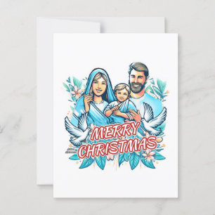 Vrolijk Kerstfeest - De Heilige Familie - Geboorte Briefkaart