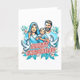 Vrolijk Kerstfeest - De Heilige Familie - Geboorte Feestdagen Kaart